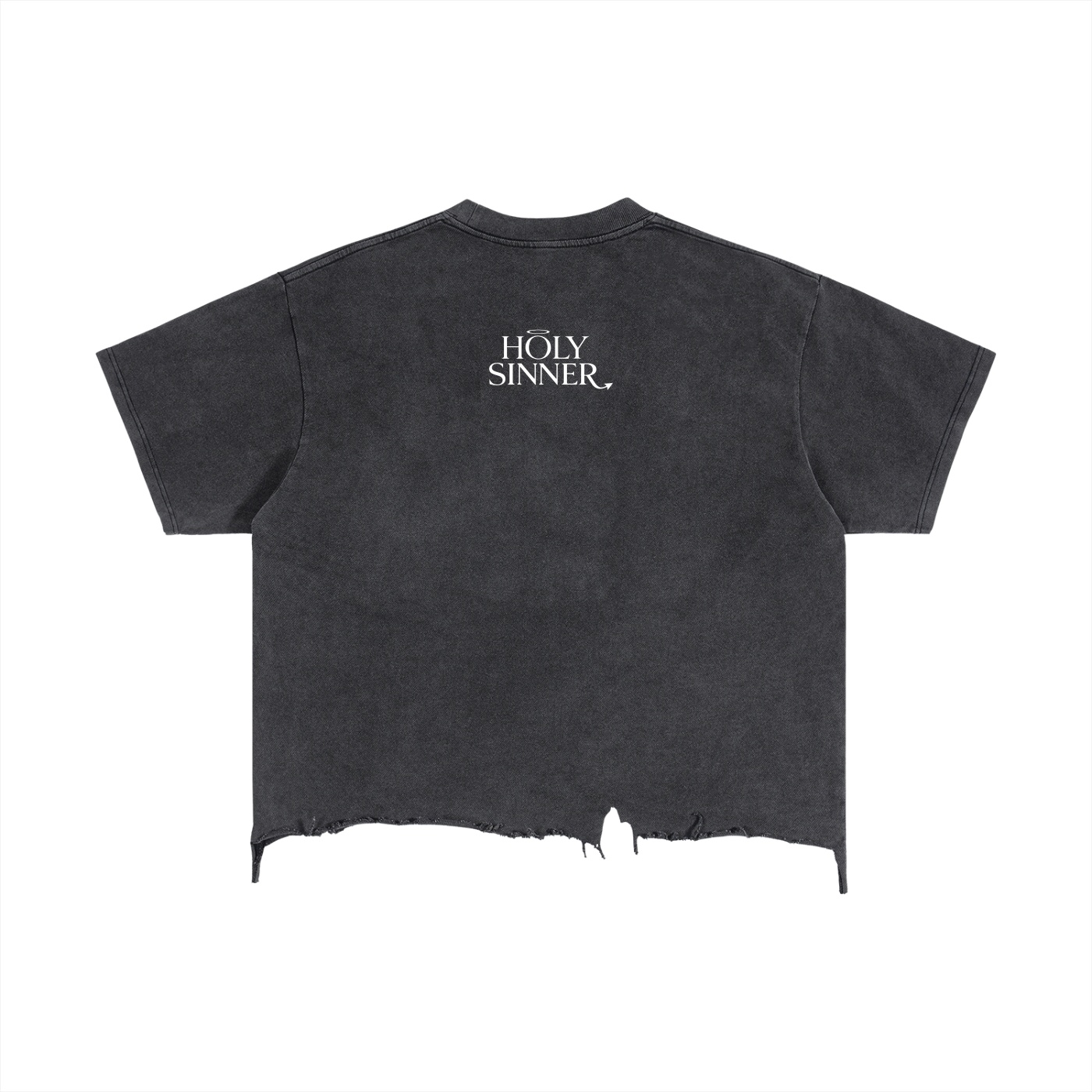 https://ajmall-vc-public-bucket.oss-us-west-1.aliyuncs.com/hugepod/material/custom_printing/a47d5418ae1d46c79b7be230bf552b67.png Vintage Wash Boxy Distressed Hem T-Shirt - Image 2